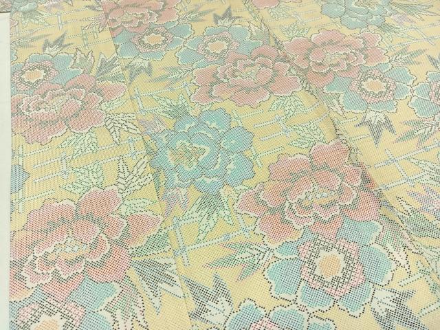 平和屋着物▽本場大島紬 単衣 7マルキ 草花文 正絹 逸品 AABB8031jh