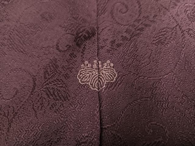平和屋着物●上質な色無地 花鳥唐草地紋 滅紫色 輪奈ビロード 正絹 逸品 AABB8178ph