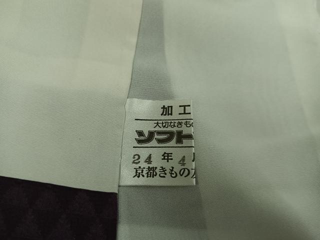 平和屋着物●上質な色無地 花鳥唐草地紋 滅紫色 輪奈ビロード 正絹 逸品 AABB8178ph