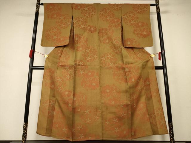 平和屋着物*夏物 小千谷ちぢみ 花丸文 麻 逸品 未使用 AABB8266jd