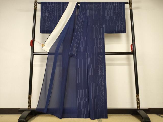 平和屋着物*夏物 小紋 紗 変わり縞 正絹 逸品 AABB8270jd