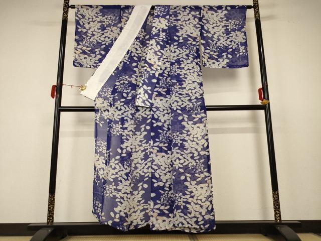 平和屋着物*夏物 小紋 紗 草花文 正絹 逸品 AABB8272jd