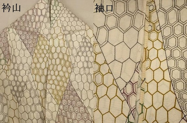 平和屋着物*夏物 小紋 絽 亀甲柄 正絹 逸品 AABB8279jd