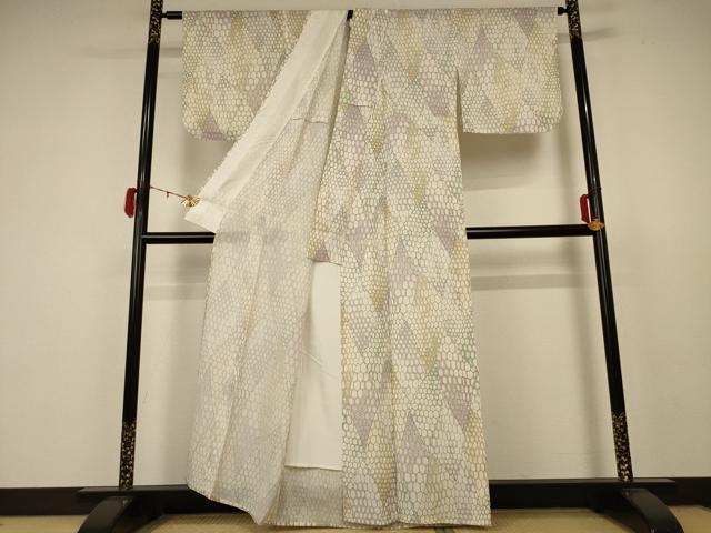 平和屋着物*夏物 小紋 絽 亀甲柄 正絹 逸品 AABB8279jd