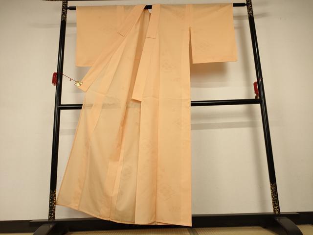 平和屋着物*夏物 色無地 花菱紋紗 小麦色 正絹 逸品 AABB8302jd