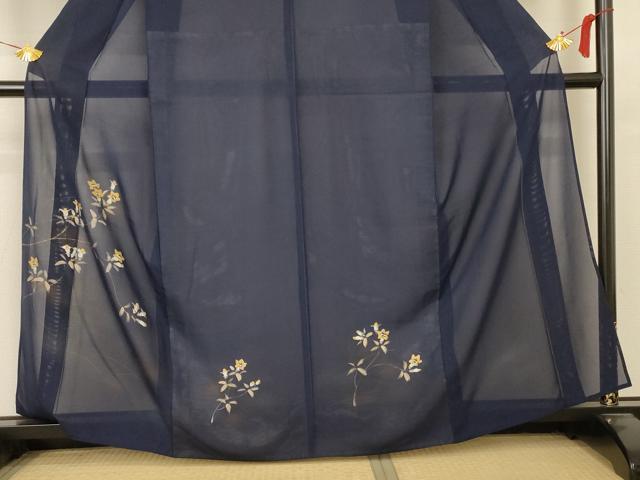 平和屋着物*夏物 訪問着 絽 草花文 暈し染め 金彩 正絹 逸品 AABB8317jd