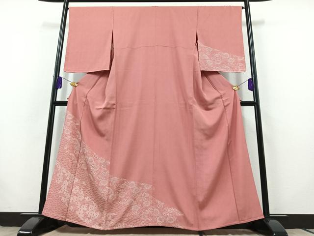 平和屋着物▽訪問着 単衣 芝花文 正絹 逸品 AABB8372jh