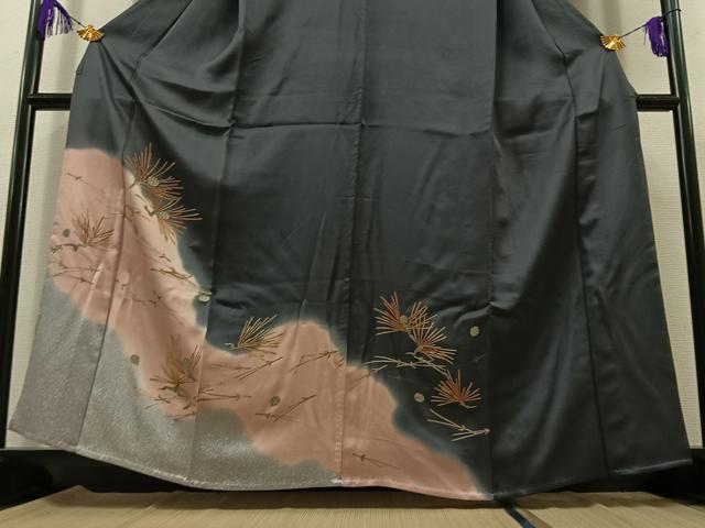 平和屋着物▽訪問着 単衣 敷松葉文 暈し染め 金彩 三越扱い 正絹 逸品 AABB8382jh