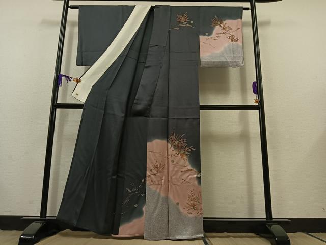 平和屋着物▽訪問着 単衣 敷松葉文 暈し染め 金彩 三越扱い 正絹 逸品 AABB8382jh