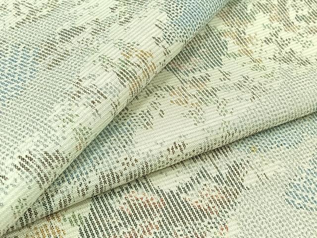 平和屋着物▽上質な紬 単衣 風景文 正絹 逸品 AABB8389jh