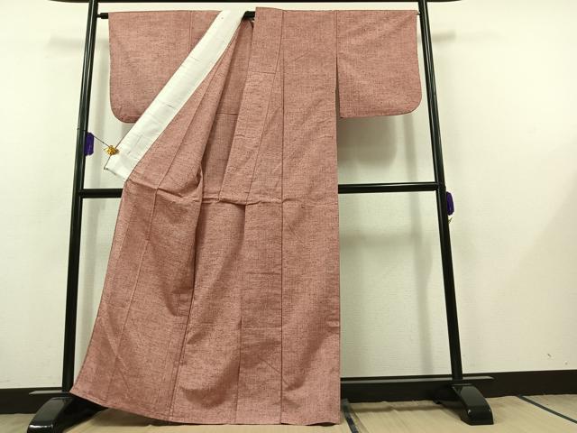 平和屋着物▽上質な紬 単衣 霞文 正絹 逸品 AABB8391jh