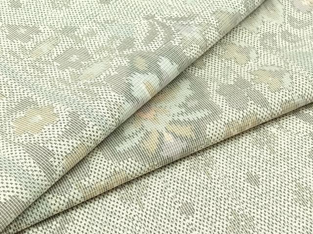 平和屋着物▽上質な紬 単衣 草花文 正絹 逸品 AABB8399jh