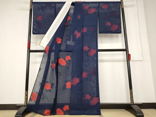平和屋着物*夏物 小紋 紗 紫陽花 正絹 逸品 未使用 AABB8610st