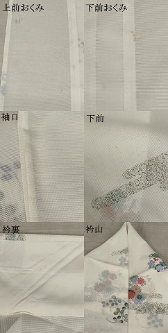 平和屋着物*夏物 小紋 絽 エ霞花丸文 金彩 洗える着物 AABB8629st