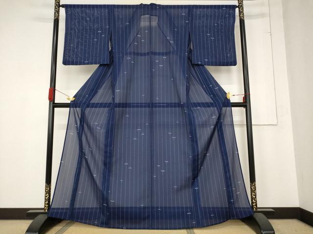 平和屋着物*夏物 小紋 絽 トンボ 蜻蛉 勝虫 洗える着物 AABB8630st