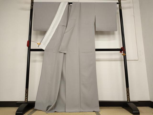平和屋着物*夏物 色無地 絽 鳩羽鼠色 正絹 逸品 AABB8641st