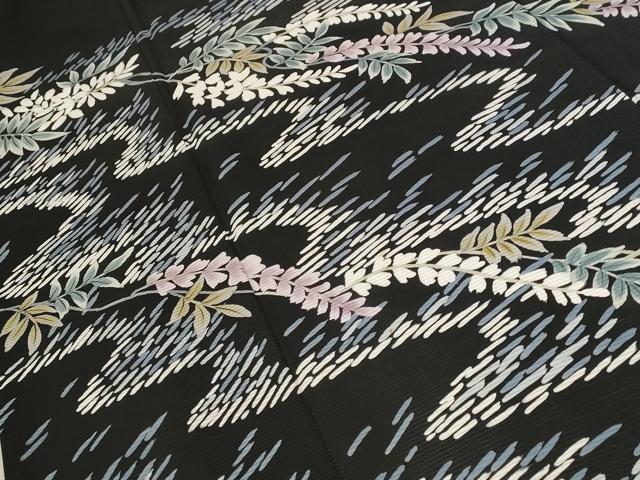 平和屋着物*夏物 黒留袖 絽 流水枝花文 正絹 逸品 AABB8652st