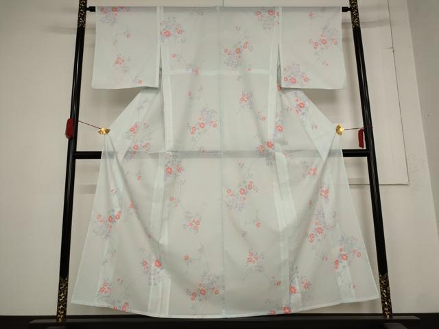 平和屋着物*夏物 小紋 絽 草花文 洗える着物 AABB8661st