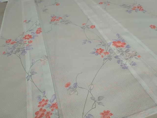 平和屋着物*夏物 小紋 絽 草花文 洗える着物 AABB8661st