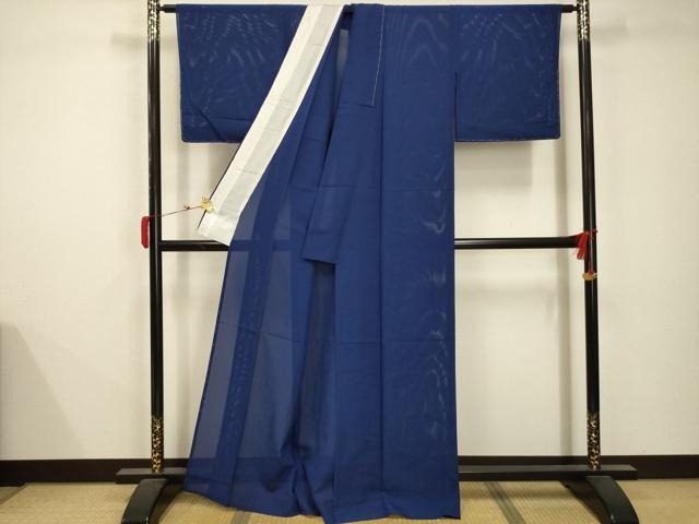平和屋着物*夏物 色無地 絽 深縹色 正絹 逸品 AABB8769sx