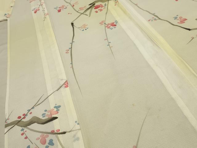 平和屋着物*夏物 小紋 絽 枝花文 暈し染め 洗える着物 AABB8786sx