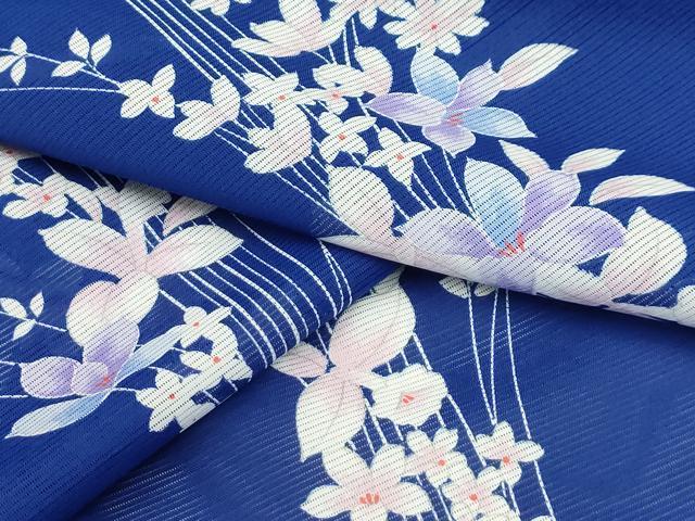 平和屋着物*夏物 小紋 絽 草花文 洗える着物 AABB8790sx