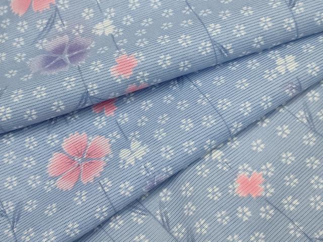 平和屋着物*夏物 小紋 絽 枝垂れ花文 洗える着物 AABB8810sx