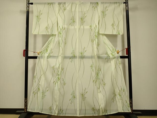 平和屋着物*夏物 小紋 絽 草花文 洗える着物 AABB8813sx