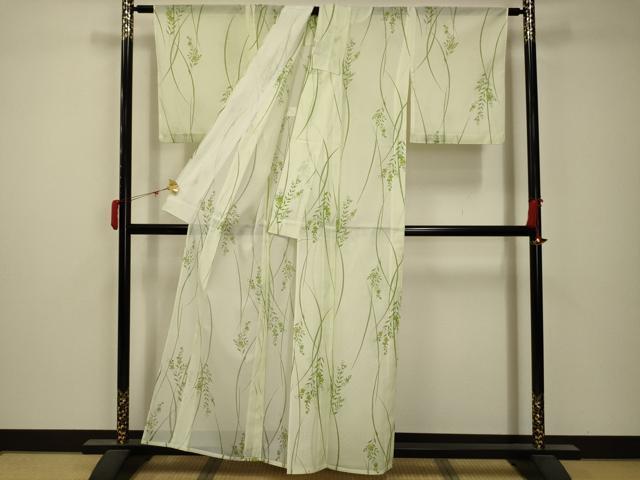 平和屋着物*夏物 小紋 絽 草花文 洗える着物 AABB8813sx