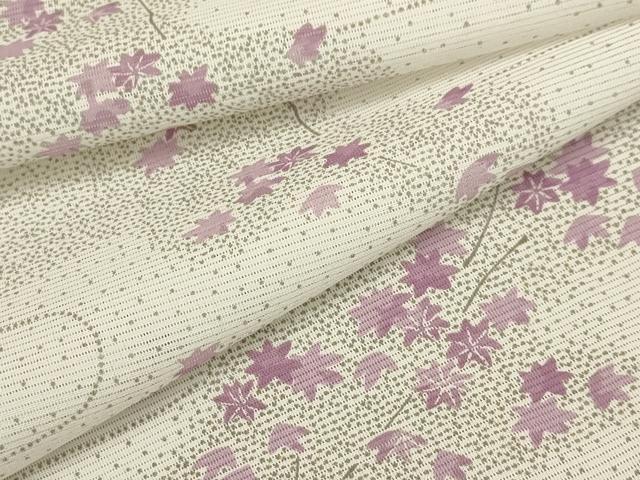 平和屋着物*夏物 小紋 絽 流水枝葉文 洗える着物 AABB8815sx