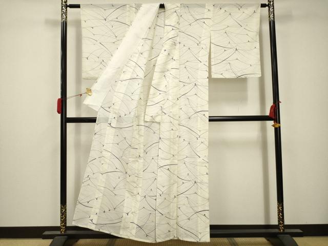 平和屋着物*夏物 小紋 絽 抽象文様 洗える着物 AABB8832sx