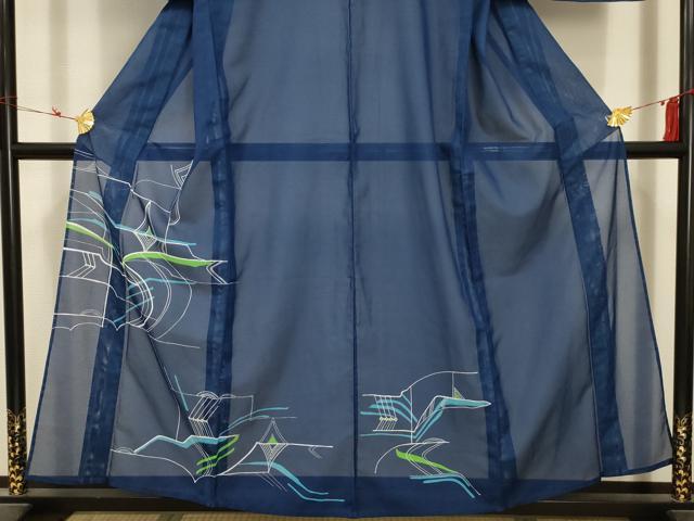 平和屋着物*夏物 訪問着 絽 幾何学文様 洗える着物 AABB8843sx