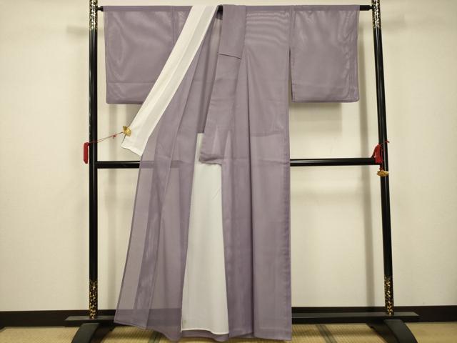 平和屋着物*夏物 色無地 縦絽 浅紫色 洗える着物 AABB8845sx