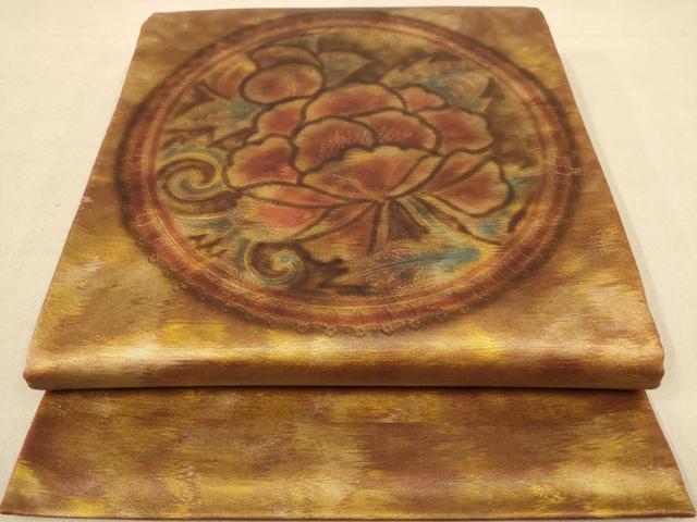 平和屋着物◎太鼓柄袋帯 花丸文 正絹 逸品 AABB9061dt