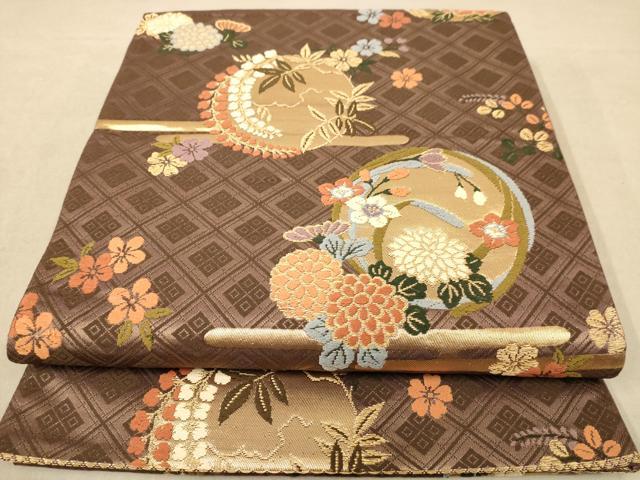 平和屋着物◎六通柄袋帯 唐織 花丸文 金糸 正絹 逸品 AABB9085dt