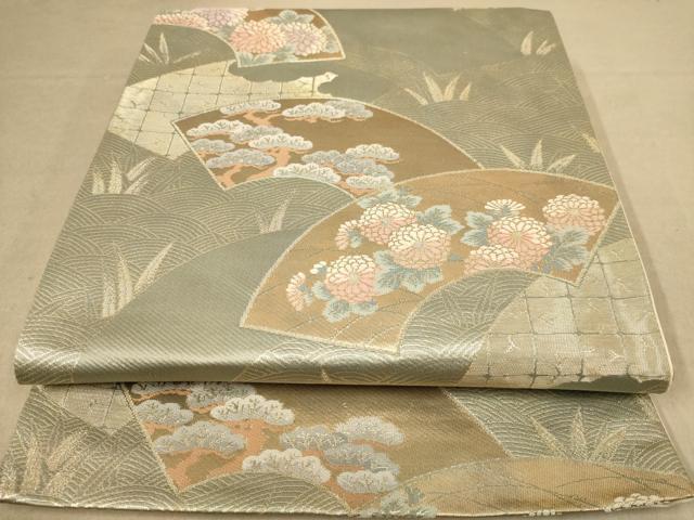 平和屋着物◎六通柄袋帯 唐織 地紙花文 金糸 正絹 逸品 AABB9121dt