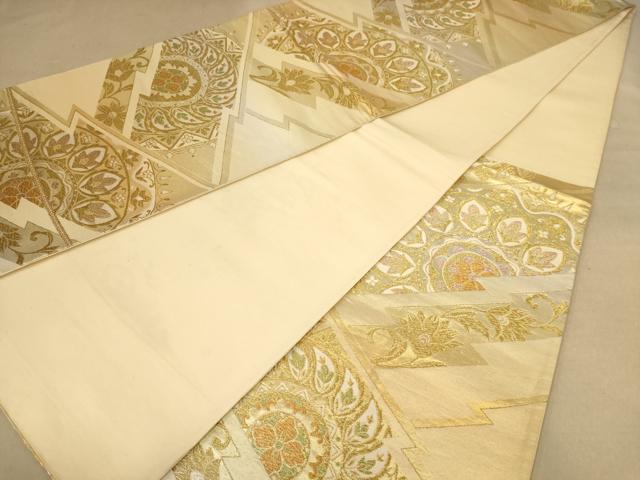 平和屋着物◎六通柄袋帯 唐織 松川菱花文 金糸 正絹 逸品 AABB9123dt