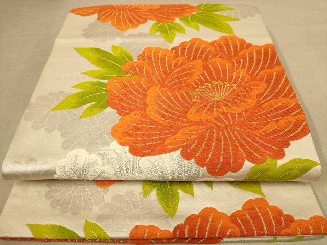 平和屋着物◎六通柄袋帯 唐織 草花文 金銀糸 やまとオリジナル 正絹 逸品 AABB9133dt