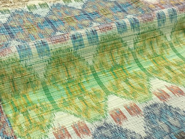平和屋着物▽上質な紬 単衣 亀甲花文 正絹 逸品 AABB9215jh