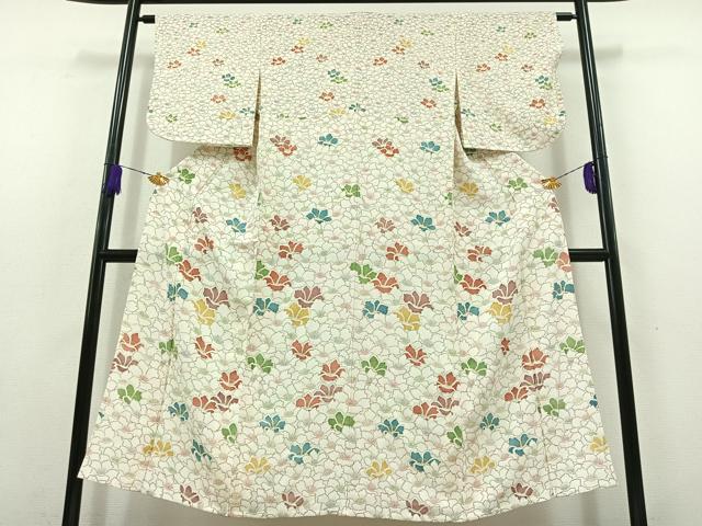 平和屋着物▽訪問着 単衣 花尽くし文 金彩 正絹 逸品 AABB9237jh