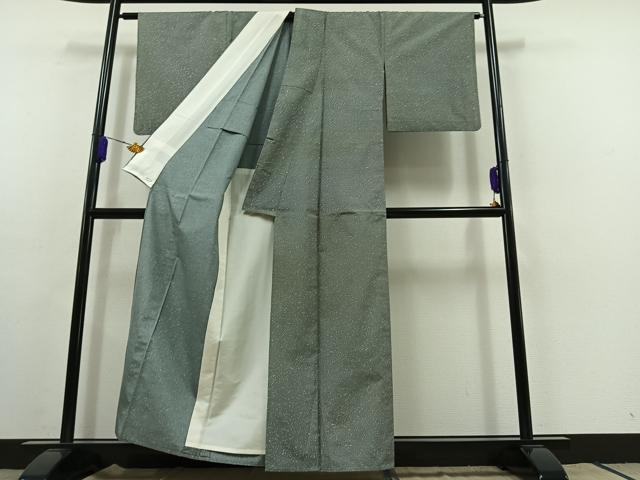 平和屋着物▽石川県指定無形文化財 牛首紬 白山工房 手織り 単衣 霞文 正絹 逸品 AABB9240jh