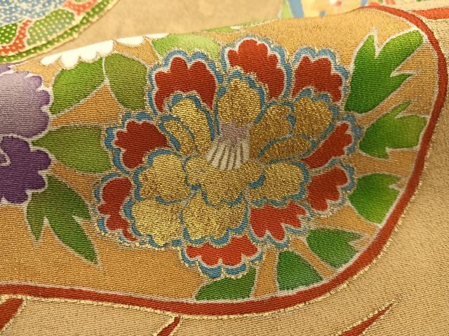平和屋着物■豪華黒留袖 駒刺繍 枝花文 金彩 正絹 逸品 AABB9292oa