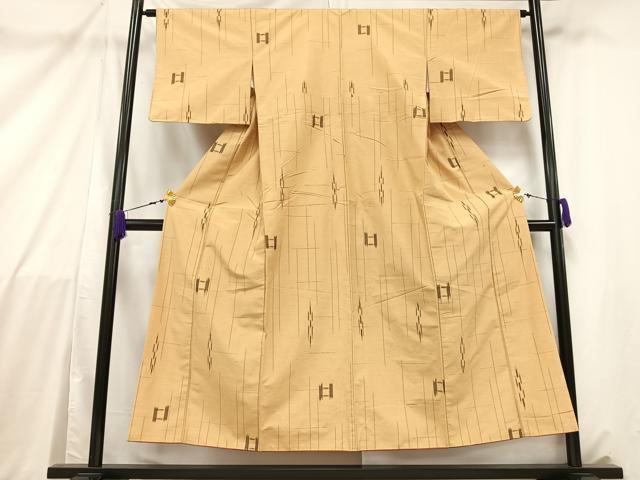 平和屋着物■上質な紬 幾何学文様 正絹 逸品 AABB9362mf