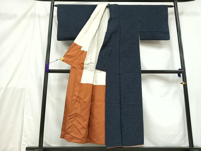 平和屋着物■上質な紬 幾何学草花文 正絹 逸品 AABB9481mf
