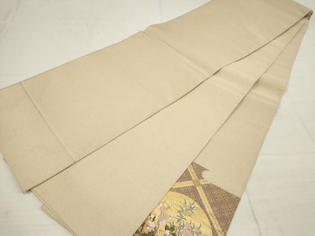 平和屋着物▼綴れ 太鼓柄袋帯 花車飛鶴丸文 金糸 正絹 逸品 AABB9871wj