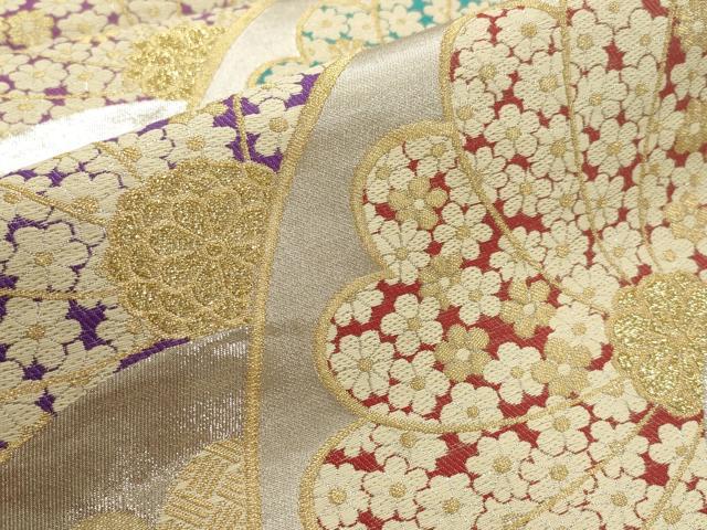 平和屋着物▼六通柄袋帯 織善 花尽くし 金銀糸 AABB9953wj
