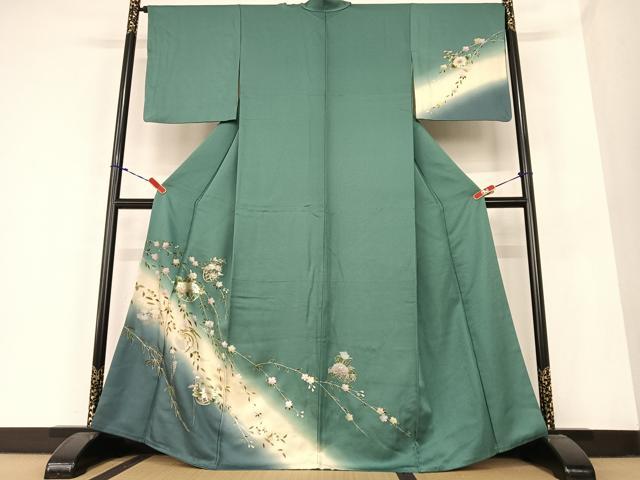 平和屋着物●訪問着 花籠文 暈し染め 銀彩 正絹 逸品 AABC0017zg