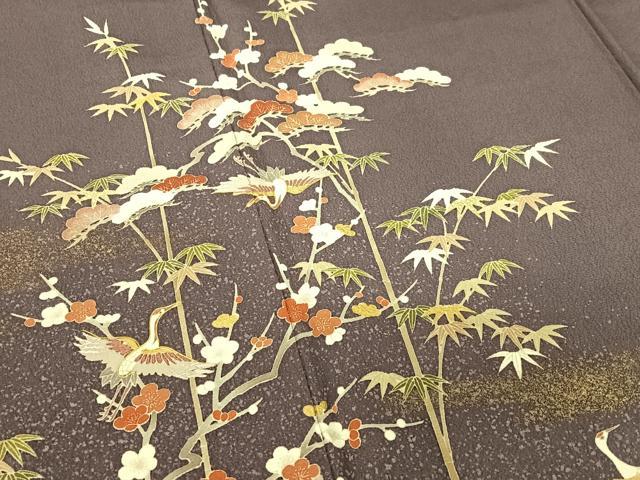 平和屋着物●訪問着 友禅 駒刺繍 松竹梅飛鶴文 暈し染め 金彩 正絹 逸品 AABC0024zg