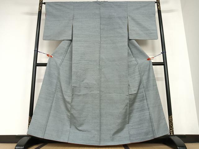 平和屋着物●上質な紬 色無地 鉄御納戸色 正絹 逸品 AABC0044zg