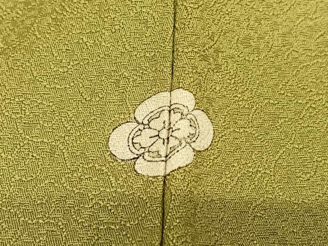 平和屋着物●本草木染作家 瑞寶 色無地 唐草地紋 璃寛茶色 正絹 逸品 AABC0047zg